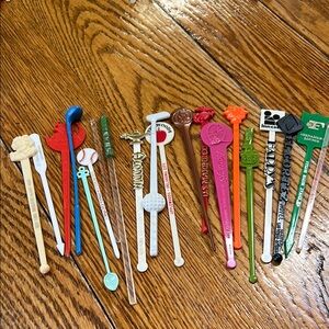 Vintage plastic and acrylic swizzle sticks.  Assorted hotels, casinos.  20 total